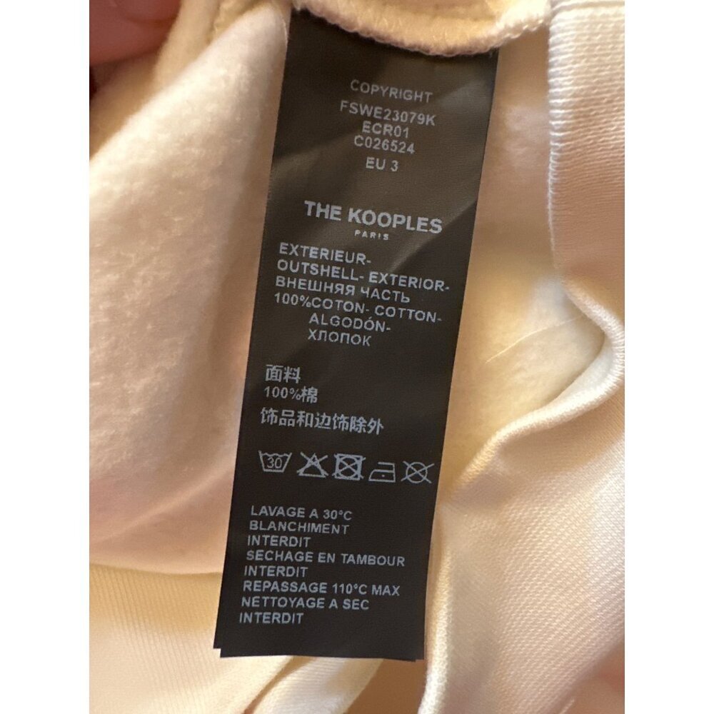 Kooples Womens White Printed Hoodie w Drawstring & Kangaroo Pocket Cotton $240 - Picture 7 of 9